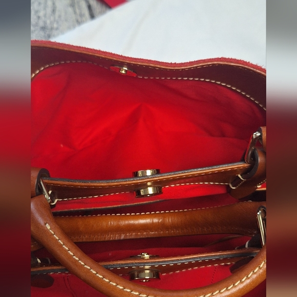Dooney & Bourke Red Suede Satchel - Picture 11 of 13